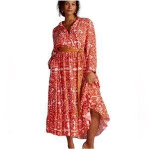 Anthropologie x Mare Mare Lynda Maxi Dress MEDIUM PETITE Tiered Boho Cottage